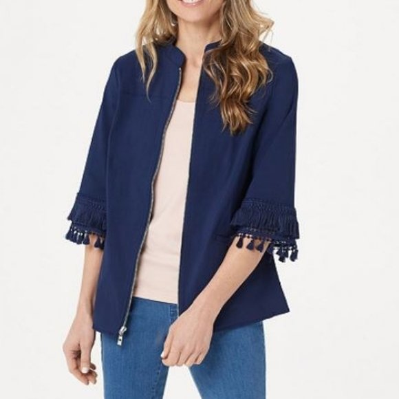 Belle by Kim Gravel Jackets & Blazers - Belle by Kim Gravel Citi Twill Zip-Front Jacket